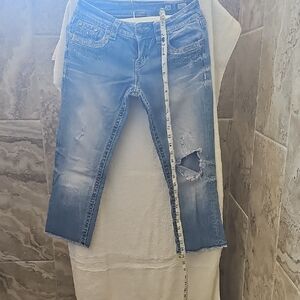 Miss Me Blue Cropped Distressed Jeans